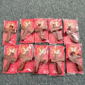 10 Pack, Confirmation Hand Held Wood Cross with Prayer Card, 4"L x 3"W